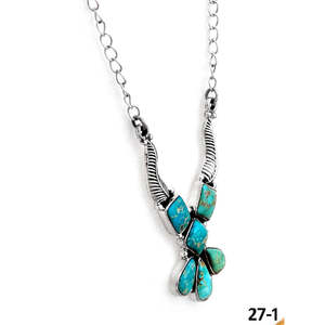 Collier en argent sterling et turquoise multicolore de style sud-ouest, design classique géométrique et bohème, perles en alliage, chaînes, cadeau - Product Image 3