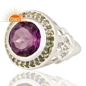 Anillo de Plata de Ley con Diseño Personalizado, con Amatista Natural y Peridoto, Fabricante de Joyería - Product Image 2