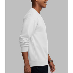 Sudadera blanca de lana con cuello redondo, sudadera gruesa suelta suave básica, Sudadera de cuello redondo de lana - Product Image 4