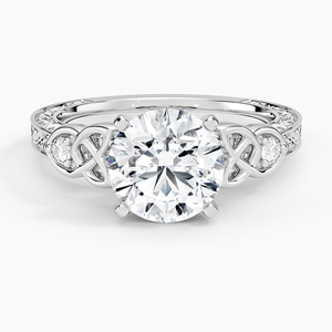 Bague de fiançailles Moissanite coupe ronde de haute qualité bande de noeud d'infini celtique avec des pierres d'accent bijoux en or blanc - Product Image 1