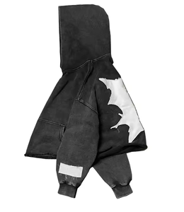 Sudadera con Capucha al por Mayor, Estilo Desgastado con Bordado, Lavado Ácido, 100% Algodón, Felpa de 400 g/m², Corte Recortado, Talla Grande, Cómoda y de Secado Rápido - Product Image 4