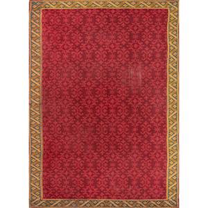 Alfombras de Lana Anudadas a Mano Aalam, Alfombra Kilim Geométrica Abstracta Roja y Naranja para Entrada, Pasillo, Rectangular de 9x12 para Adolescentes-Pae-5949 - Product Image 1