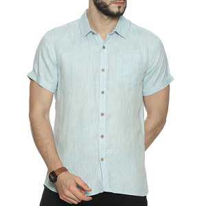 Premium Men's <b>Half</b> Sleeve Casual <b>Shirt</b> 100% Cotton Satin Fabric Anti-Wrinkle Anti-Pilling Features Garment Dyed for Formal - Product Image 6