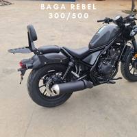Porte-bagages arrière pour moto M-Biker Ph Kin Rebel 250/300/500 avec plaque en matériau THP, sièges et appuie-tête