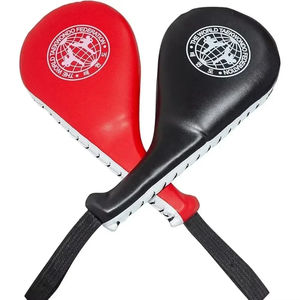 Mitaines de disquette unisexes en cuir à double coups de pied pour Taekwondo, karaté, boxe, arts martiaux avec logo sportif imprimé - Product Image 6