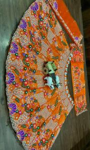 Lehenga choli ปักเลื่อมอินเดียและปากีสถานสำหรับผู้หญิงทำจากผ้าใบแคนแคนวาส - Product Image 5