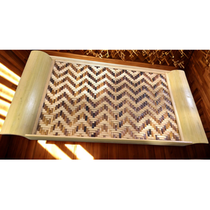 Bandeja de Servir de Bambú Tejida a Mano con Asas, Estilo Rústico de Madera Natural Ecológica para Uso en el Hogar, Restaurantes y Eventos - Product Image 3