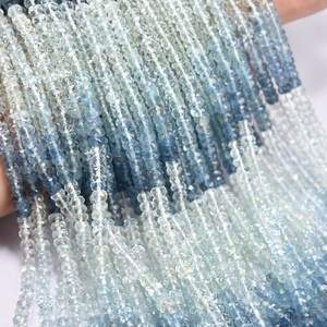 Perles de pierres précieuses rondes facettées en aquamarine naturelle, brins de 3 à 3,5 mm, perles en vrac pour la fabrication de colliers et de bracelets - Product Image 1