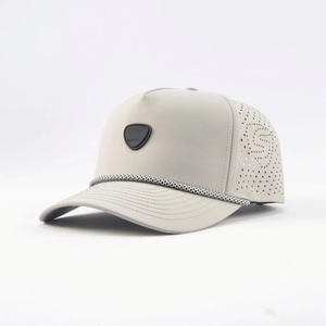 Sombrero de Golf deportivo personalizado VN OEM con agujeros cortados con láser Cuerda de parche de PVC de goma Panel frontal impreso Cierre de plástico-5 paneles a prueba de agua - Product Image 2