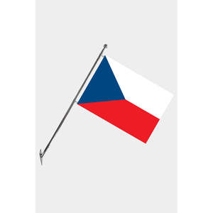 Ensemble de mât de drapeau télescopique mural de la République tchèque avec drapeaux et bannières en plastique à impression numérique - Product Image 1