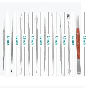 Ensemble de 10 outils dentaires, spatules, couteau à plâtre, outils pratiques et polyvalents pour la sculpture de la cire dentaire, outils d'instrumentation dentaire - Product Image 3