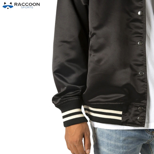 Custom Design <b>Wool</b> Letterman Varsity Baseball Jacket for Men Full Sleeves Satin with Stand Collar Thick Embossed Raccoon Sports - Product Image 5