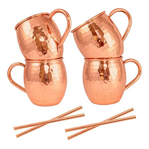 Mug en cuivre au design antique, de haute qualité, en cuivre pur, moderne, exportable, tasse Moscow Mule en métal, écologique, personnalisable avec logo - Product Image 1