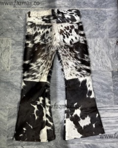 Pelos de piel de vaca para hombre en pantalones de cuero Pantalones de estilo occidental auténtico Pantalones con estampado de vaca de piel de vaca todos los tamaños - Product Image 2
