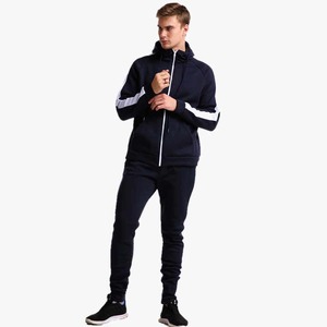 Conjunto de chándal de entrenamiento de dos piezas con cremallera y logotipo personalizado para hombre, pantalones de chándal de entrenamiento de gimnasia de invierno, sublimación con capucha inferior de talla grande - Product Image 2