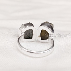 Anillo de Piedra Natural para Mujer, Anillo de Dos Piedras de Labradorita Natural, Regalo de Navidad o San Valentín, Anillo de Plata de Ley 925 - Product Image 5