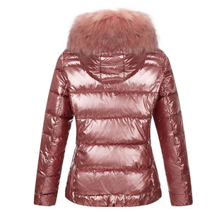 Chaqueta Acolchada con Capucha para Mujer, Color Rosa Oscuro, con Bordado, Tela Satén, Transpirable, para Clima Frío, Invierno - Product Image 2