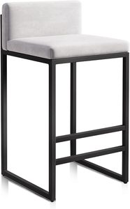 Sillas de Bar Modernas de Altura Media <span class=keywords><strong>con</strong></span> <span class=keywords><strong>Respaldo</strong></span> <span class=keywords><strong>Bajo</strong></span> y Patas Negras para Isla de Cocina y Bares Domésticos - Product Image 6