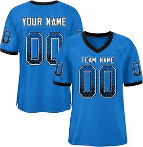 Maillots de football américain à séchage rapide OEM nom d'équipe sportive personnalisée Logo numéros maille polyester sublimation uniforme d'impression - Product Image 5