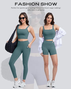 <b>Women</b> Active Jogger Workout <b>Suits</b> Gym Long Sleeve Crop Top Fitness Bra Tight Leggings <b>3</b> pcs Activewear Sets Yoga Wear - Product Image 3