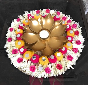 Porte-bougie en laiton Lotus Rangoli Nat Diwali Diya bougeoir en métal Diya cadeau de noël Diwali cadeau décoration de mariage - Product Image 4