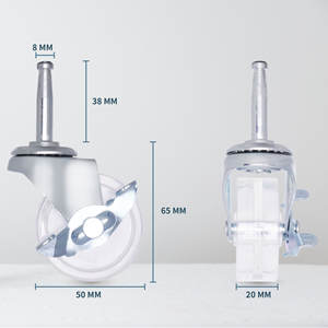 Transparent 2 Inch Steel Plate Caster <b>with</b> Side Brake Locking Zinc Finished Light Duty (30-60Kgs) - Product Image 2