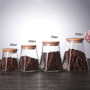 Frasco de almacenamiento de vidrio en forma de Handi Premium con tapa de madera de acacia hermética Estilos para granos de café Organización de despensa de cocina - Product Image 5