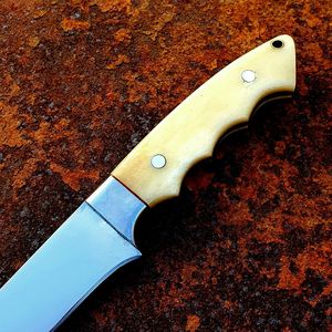 Cuchillo De Filete de acero al carbono para caza y pesca al aire libre, hoja flexible y afilada con mango de hueso, logotipo personalizado al por mayor Premium - Product Image 6