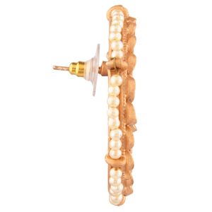 Bijoux anciens indiens gros cristal Kundan Floral fausse perle grand rond boucles d'oreilles fournisseur de bijoux, Beige - Product Image 6