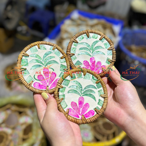 Posavasos de Ratán Personalizados con Diseño de Madreperla, Pedidos al por Mayor, Manteles Decorativos para Restaurantes y Cafeterías - Product Image 1