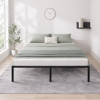 Cadre de lit pliant double en acier, design minimaliste moderne, avec support pliant amovible, options multi-tailles, idéal pour dortoir et chambre à coucher