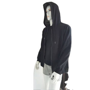 Plain <b>Grey</b> Full <b>Zip</b>-<b>Up</b> Hooded Jacket for <b>Men</b>: Casual Fleece Lined Cotton Blend <b>Hoodie</b> - Product Image 4