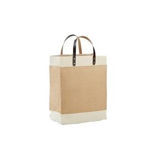 Bolsa de compras de lona de algodón de yute reutilizable ecológica con asas de cuero Bolsa de regalo diseñada a la moda - Product Image 2