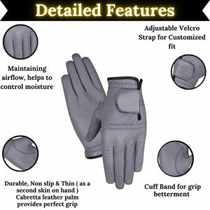 Gant de golf en cuir véritable pour homme, le plus vendu, avec marqueur magnétique, 1 pièce, pour gaucher, protection UV, sangle de poignet réglable, qualité supérieure - Product Image 6