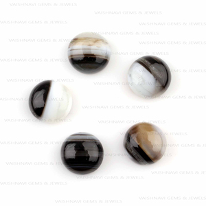 Agate naturelle à bandes noires 10mm rond dos plat lisse calibré Cabochon pierres précieuses fabrication de bijoux toutes tailles disponibles en gros - Product Image 1