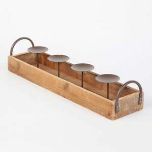 Plateau rond en bois, métal et verre - Product Image 6