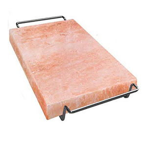 Dalles de cuisson au sel de l'Himalaya Plaques de carreaux de sel de roche en cristal naturel avec plateau en métal sculpté/acier inoxydable pour barbecue barbecue - Product Image 4