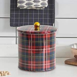 Ekose 4.1L Contenedor de alimentos redondo de metal 175x180mm con mango de perilla y diseño a cuadros para almacenamiento de alimentos - Product Image 2