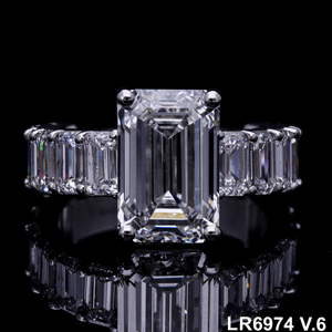 Bague de mariage de style classique en or 14 carats 5.50 CT taille émeraude cultivée en laboratoire CVD OVL diamant IGI certifié bague d'anniversaire - Product Image 4