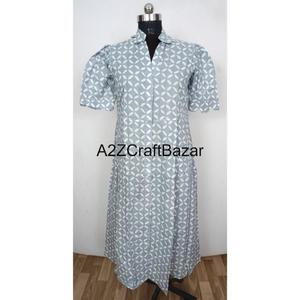 Hermosa mano de algodón indio para mujer, estampado floral, volantes, longitud media, botón trasero, ligero, Y2K, ropa de fiesta en la playa - Product Image 5