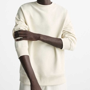 Custom Crew Neck Sweatshirt 100% Cotton <b>Men's</b> Oversized Drop Shoulder Streetwear Rib Crewneck <b>Pullover</b> Sweatshirt for <b>Men</b> - Product Image 4