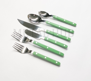 Ensemble de couverts Green Bistrot avec finition argentée brillante, ustensiles de table en acier inoxydable de qualité supérieure, lot de 6 pour cuisine moderne - Product Image 2
