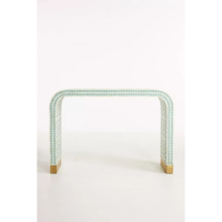 Table console en résine d'os et bois incrusté, faite à la main, de haute qualité, MULTI CRAFT, écologique, design classique, taille et forme personnalisables, luxe