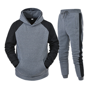 Survêtement à capuche pour homme, haut de gamme, tenue de sport, de course, ensemble de Jogging, manches longues, couleur assortie, vente en gros, - Product Image 4