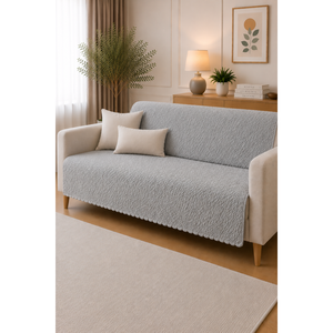 Housse de canapé grise douce et respirante en tissu polaire 100% polyester - Product Image 1