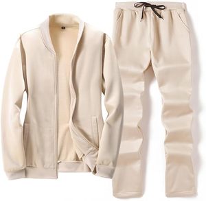 Elegante chándal deportivo ajustado con chaqueta con cremallera completa y pantalones elásticos para correr para entrenamiento al aire libre y ropa de calle - Product Image 1