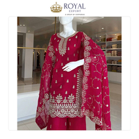 Costume Sharara de qualité supérieure, dernière tendance, en soie pure Gmy avec broderie lourde, séquence et travail de codage Dori avec rivets et travail de Moti