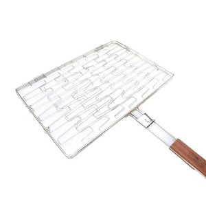 Panier de gril extensible flexible extérieur réglable avec poignée en bois pour accessoire de filet de barbecue de barbecue de poulet de poisson de boeuf - Product Image 2