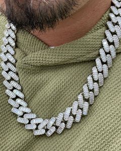 Top Quality 925 Sterling Silver Customized Iced Out Diamond 18 mm Cuban Chain with White Baguette Diamonds Hip Hop Style Chain - Product Image 1