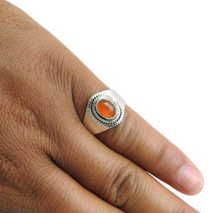 แหวน100% พลอยคาร์เนเลี่ยนทำมือแบบคลาสสิกหรูหรา925เงินสเตอร์ลิงประดับอัญมณีคาร์เนเลี่ยนทำด้วยมือเครื่องประดับชั้นดีดีไซน์แบบคลาสสิก - Product Image 4